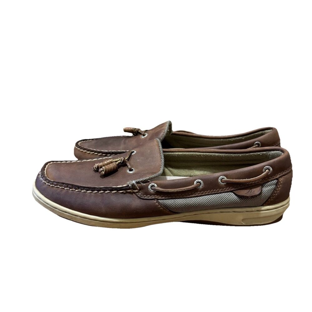 Sperry Top Sider Womens 10 Brown Boat Moccasin Preppy Leather Nautical
